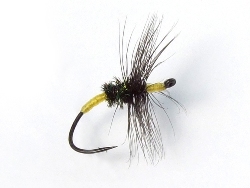 Akiyamago Hayashi Kebari - Reverse Hackle/Yellow Silk, C13-U Hook