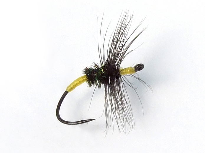 Akiyamago Hayashi Kebari - Reverse Hackle/Yellow Silk, C13-U Hook